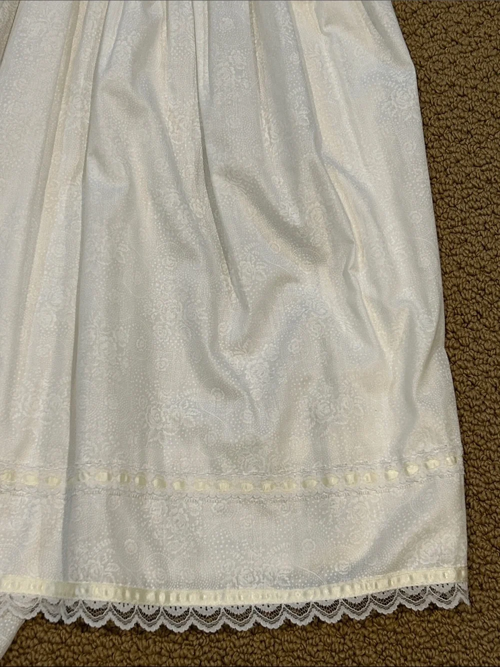 Vintage Gunne Sax Girls White Prairie Dress size 7 Floral Lace Ribbon Bow